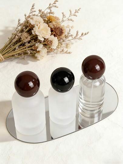 1pc 30ml Refillable Perfume Bottle, Made Of Frosted Glass, Spherical Cap, Leak-Proof Travel Spray, Convenient To Carry, Can Be Used For Essential Oils And Perfumes, Elegant Portable Design, Empty Bottle Can Be Used As A Gift