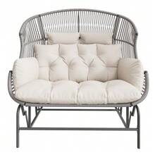 Two-Seater Garden Rocking Chair, Hanging Chair For Patio, Outdoor Egg Swing, Rocking Chair, Garden Swing, Swings For Veranda, Garden, Balcony Or Patio, Grey - C - 查看 6
