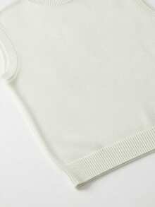 Áo vest len dệt kim màu trắng phong cách retro mùa hè dành cho nam GRDR, áo không tay cổ tròn kiểu dáng thường ngày. - trắng - Xem 3
