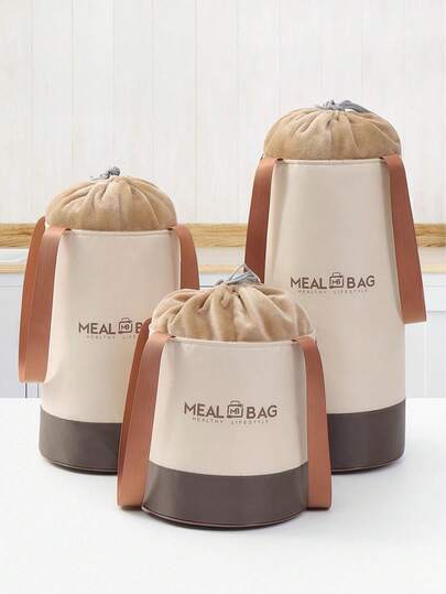 1个圆柱形保温午餐包手提斜挎保冷便当冰袋大容量工作日加固防水午餐袋便当包