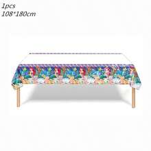 Mermaid Theme Party Tableware Set, Cartoon Birthday Party Tableware, Tablecloth, Napkins, Cups, Plates - Set - View 9