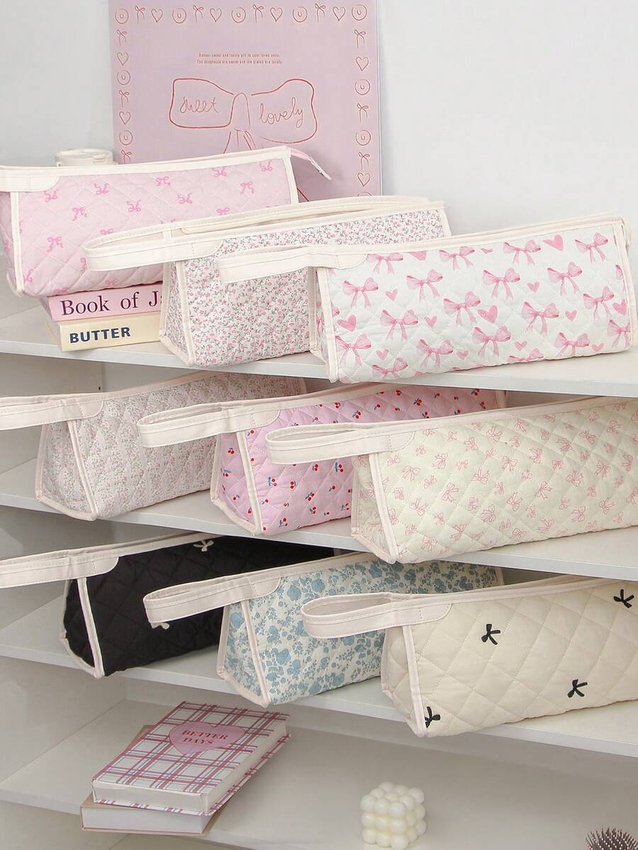 Bow Quilted Hair Dryer Storage Bag  Curling Iron Storage Bag Hair Clips Storage Bag With Divider Cosmetic Bag Makeup Bag Hair Tool Storage Bag Jewelry Organizer Multi-Functional Storage Bag Hair Dryer Holder Hair Tool Bag Set Travel Carrying Organizer Bag For Crimping Hair Tools(Curling Iron, Hair Dryer),Hair Clips,Hair Straightener, Ideal For Home&Travel,Travel Essentials Cruise Essentials Bridesmaid Gifts Mom Gifts - View 1