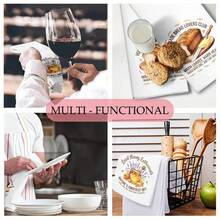 2pcs Microfiber Dishcloth Set (With Bread And Honey Watercolor Print Pattern), Dish Towel, Decorative Kitchen Dishcloth, Absorbent Tea Towel, Suitable For Cooking, Baking, Housewarming Gift, Cleaning Supplies, And Bathroom - 2-piece Set 40*60cm - View 7