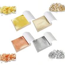 Metallic Foil Sheets In Silver/Gold/Champagne Gold, Suitable For DIY Crafts, Resin Art, Cake Decoration, Wedding Decor, Candles, Plaster And Nail Art - View 10