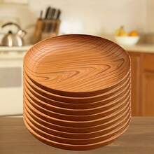 1/4/10/20入 19.5cm/7.8in 不可破損可重複使用餐盤，PP材質，輕量可堆疊，耐用防碎。適用於蛋糕、水果、沙拉、零食、甜點、米飯及其他日常餐點，可洗碗機與微波爐使用。適合自助餐、戶外露營、野餐、廚房、派對、婚禮、情人節、父親節、感恩節、聖誕節、節慶、復活節、復古派對、生日派對 - 棕色 - 查看 8
