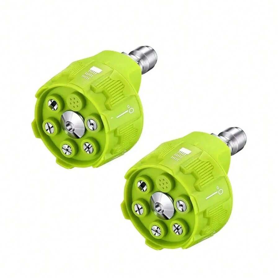 Boquilla de lavadora eléctrica 6 en 1, con conector rápido de 1/4 pulgadas, punta de boquilla deón para enjuague y riego con rotación de 0 15 25 y 40 grados RMZK - 2 piezas verdes - Ver 1