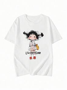 Áo thun tay ngắn cổ tròn in hình ngộ nghĩnh dễ thương phong cách Gen Z Y2K mùa hè mới - trắng - Xem 5