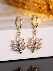 1对女士树叶形耳环，简约风格，适合作为礼物和日常佩戴 - 耳環 - 查看 4