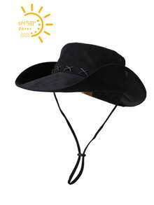1 Sombrero de vaquero occidental de moda para hombres, sombrero de sol para exteriores, gran circunferencia de cabeza, sombrero de sol con ala grande plegable, adecuado para senderismo al aire libre, turismo, escalada de montaña, pesca, senderismo, verano, vacaciones - multicolor - Ver 9