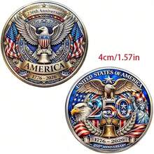 Kumim Replica Coin, 3D Embossed Coin, 250th Anniversary Commemorative Coin, White Eagle Commemorative Coin, 1776-2026 Anniversary Commemorative Coin, Creative Commemorative Coin, Double-Sided Historical Design, Collectible Commemorative Coin, 250th Anniversary Commemorative Gift, Suitable For Christmas, Halloween, Valentine's Day Gifts And Display Commemorative Coin Gifts - 金色 - 查看 3