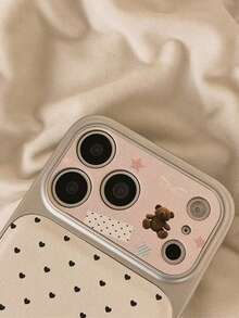 Heart-Shaped Bear Design Phone Case Compatible With IPhone 17 Pro Max, 16, 15, 14, 13, 12 - White - View 3