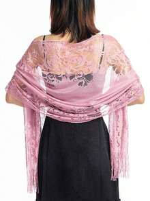 1pc Versatile Women's Solid Color Lace Shawl, Lightweight Spring/Summer Shawl For Sun Protection, Multipurpose Styling - Multicolor - View 22