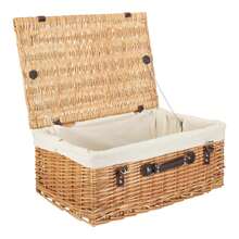 Red Hamper 36cm Buff Finish Wicker Picnic Basket - White - View 4
