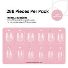 Beetles Soft Gel Nail Tips Short Almond 288pcs In 12 Sizes, Etch-X Pre-Etched Full Cover Acrylic Fake Nails Art - Square Extra Short 288pcs-2 (Etch X Nail Tips) - 查看 3