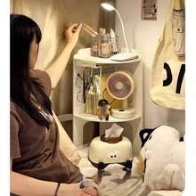 1pc White 3-Tier Corner Desk Organizer Rack, Vertical Wall Mount Shelf, Storage Rack For Bedroom, Dorm, Office - trắng - Xem 3