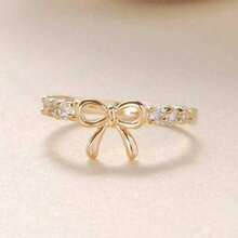 1枚简约水钻蝴蝶结戒指，女士款 - 彩色 - 查看 4