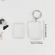 5pcs Blank Photo Frame Keychain Clear Acrylic Keyring Insert Photo Split Key Pendant DIY Key Holder Couple Anniversary Gifts - A - View 6