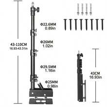 39" Triangle Wall Mount Light Stand Boom Arm For Video Light Moonlight UK - Black - View 1