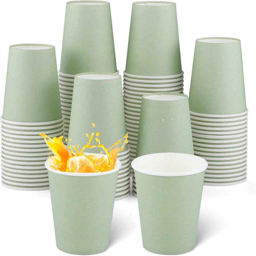 20/40/100 Cốc giấy màu xanh lá cây nhạt, 9oz Cốc giấy dùng một lần màu xanh lá cây nhạt cho tiệc mừng em bé, cốc giấy dùng một lần cho lễ Phục sinh, cốc uống nước cho đám cưới, sinh nhật, tiệc mừng em bé theo chủ đề rừng cây.