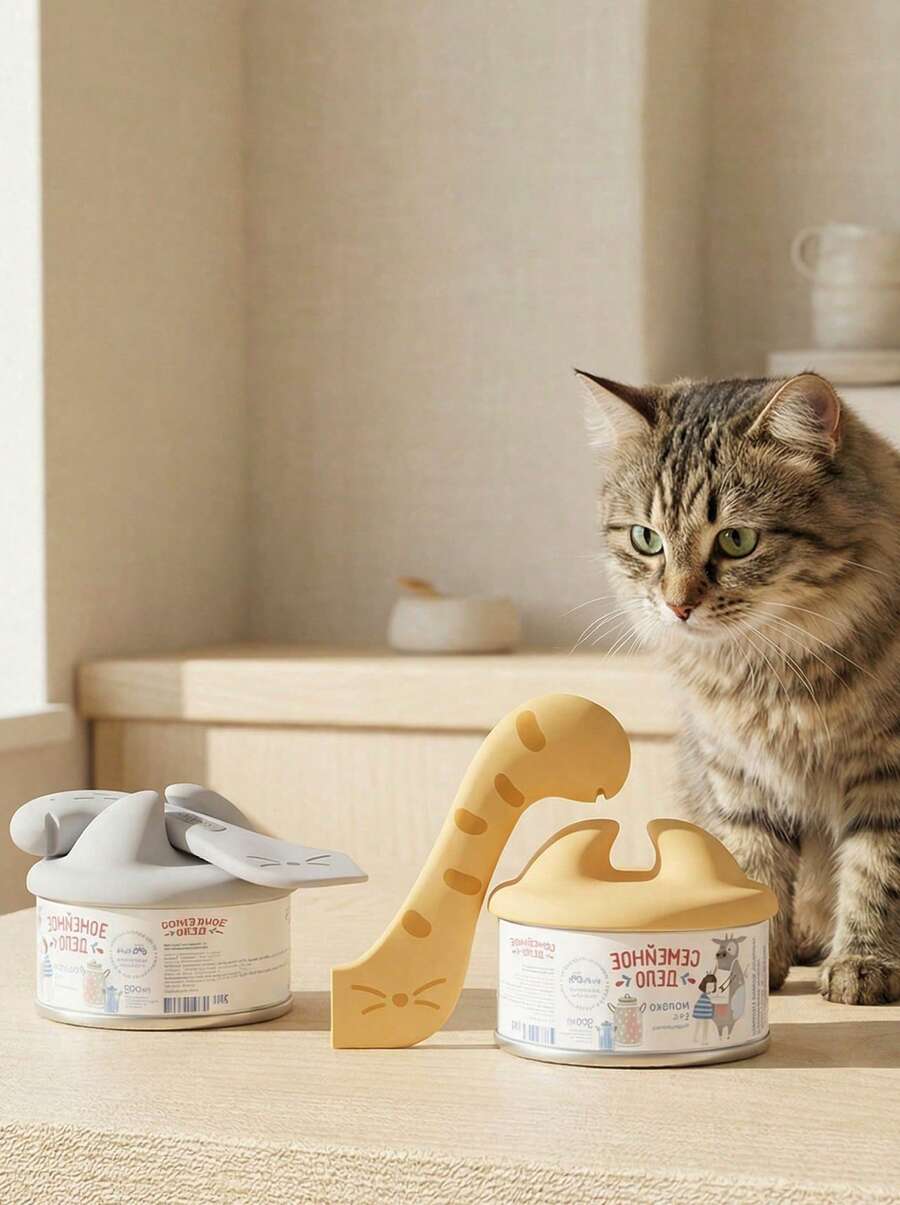 PETSIN 1 件装猫罐头开罐器、猫粮罐头盖、宠物食品罐头密封盖 - 紫紅色 - 查看 1