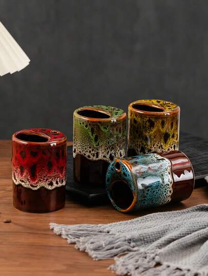 1 pieza Taza de cerámica con esmalte agrietado, taza de café capuchino, taza de latte con estilo retro, taza para leche del desayuno, taza para jugo, para el hogar, la oficina, la cafetería, el Día de Acción de Gracias, el Día de San Valentín, el Día de la Madre, regalo festivo