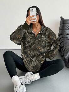 Estilo de media blusa de primavera marrón
