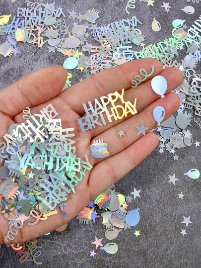 15/30/50g Confeti de cumpleaños para decoración de mesa, suministros de fiesta con tema de disco de cumpleaños feliz arcoíris, con globos, estrellas en forma de pastel, para esparcir en la mesa para decoración de fiesta de cumpleaños/aniversario con tema de disco