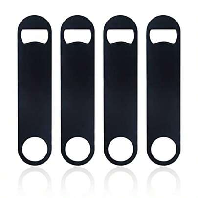 4 PACK Stainless Steel Flat Bottle Opener Beer Bottle Opener 7inch With Exquisite Packaging For Kitchen Bar Or Restaurant Black