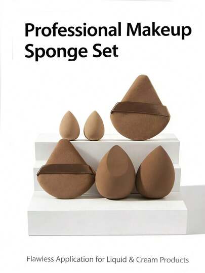 6件套：2个化妆海绵+4个化妆海绵（2个大号，2个迷你号），适用于各种化妆和清洁场景。可重复使用且可清洗的化妆海绵，柔软且不含乳胶，适用于腮红、粉底、保湿霜和散粉。是初学者、旅行者的理想化妆工具套装，也是情人节、母亲节、感恩节、圣诞节的理想礼物。