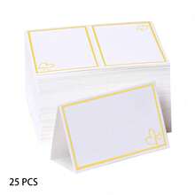 25/50 Pcs Place Cards For Table Setting, 2" X 3.5" Elegant Name Placecards With Gold Foil Border For Wedding & Dinner Party, Printable Food Labels For Party Buffet - A - View 8