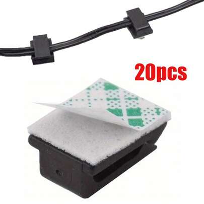 20 kẹp tự dính gắn trên xe hơi, dùng để cố định dây cáp GPS, dây đèn, dây trang trí, sắp xếp dây cáp.