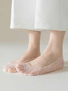 1/5/10 Pairs Of New Women's Summer Peacock Pattern Screen Lac Invisible Anti-Slip Silicone Thin Simplicity Boat Socks - Multicolor - View 8