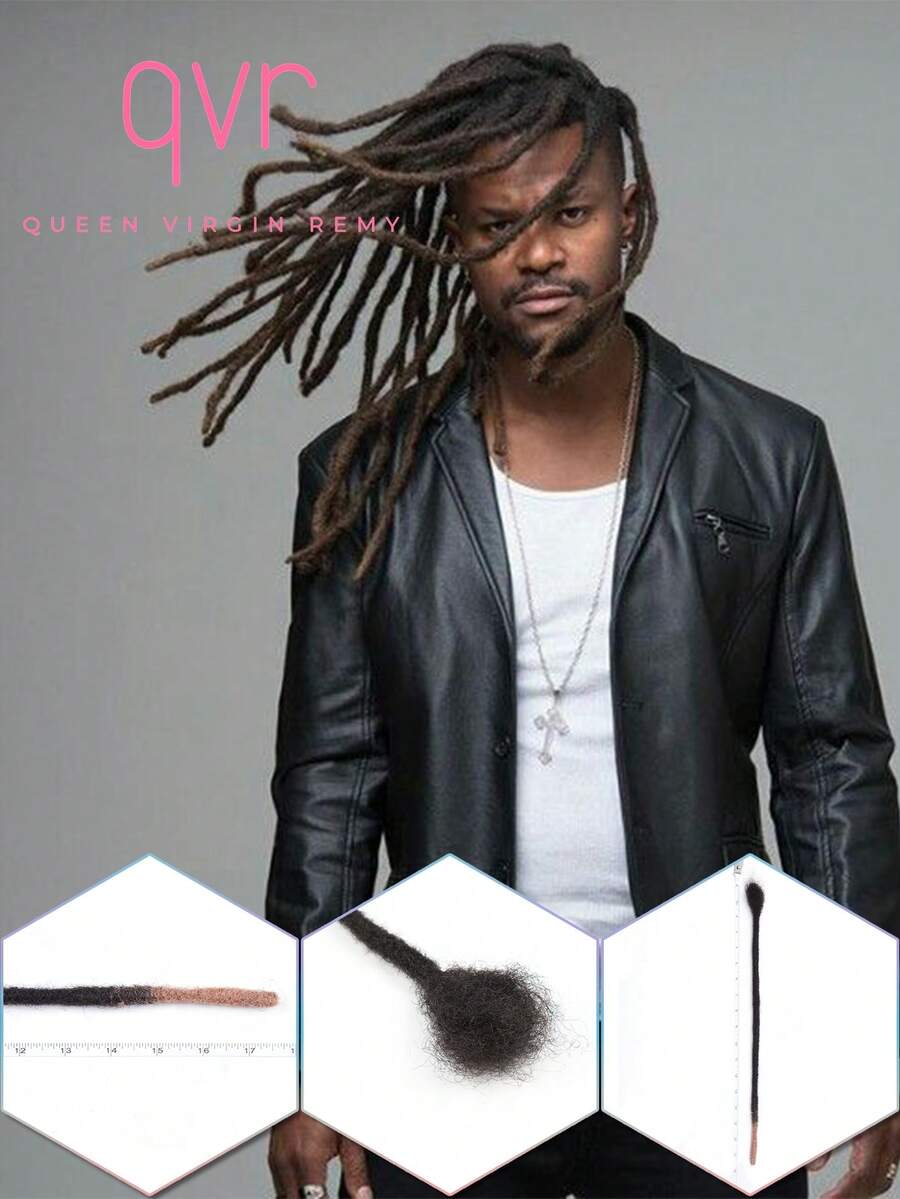 QVR QUEEN VIRGIN REMY 1件渐变棕色编织接发，柔软合成纤维，0.8厘米宽，男女通用，100%巴西原生雷米发，适合日常使用 - 彩色 - 查看 1