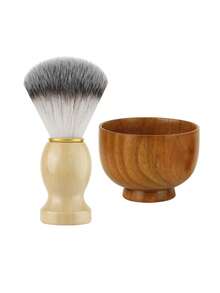 胡须剃须刷化妆刷 1支装 木柄刷毛 美发沙龙理发师皂泡沫剃须男士面部清洁工具 - 鬍鬚刷 - 查看 9