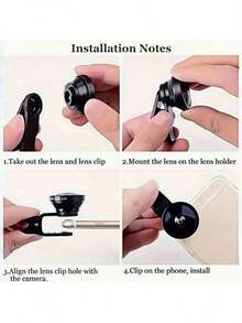 1pc Black 3-In-1 Wide Angle Fisheye Lens, Magnifier, 180° Fisheye, Wide Angle Macro Selfie Lens, Made Of Aluminum Alloy Body + Acrylic Lens, Good Light Transmittance, Polished Surface, Lightweight - 3-in-1 Camera - View 9