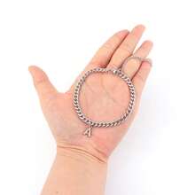 1pc Fashion Classic Silvery Initial Pendant Stainless Steel Cuban Chain Bracelets For Men - Silver - View 3