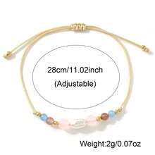 1pc Minimalist Colorful Stone Beaded Adjustable Bracelet, Casual Woven Bracelet For Women, Suitable For Daily Wear, Gift For Family, Friends, Her, Birthday, Home, Best Friends - Multicolor - View 3