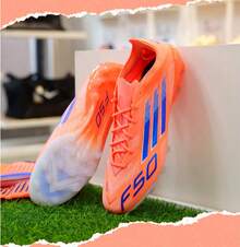 Adidas 男鞋女鞋新款F50高階2G/3G短釘AG人草成人足球鞋 - 橙色/藍色 - 查看 4