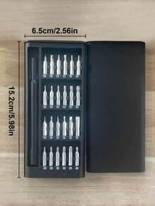 25合1精密螺丝刀套装，多功能智能手机和平板电脑拆装维修工具，塑料材质，不可充电 - 包含各种螺丝刀头 - B-黑色 - 查看 4
