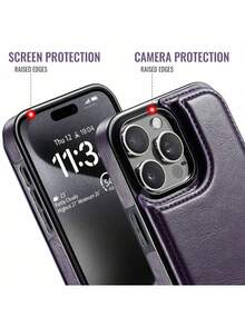 Tương thích với iPhone Air 17 16 15 14 13 12 11 Pro Max, 7/8/SE2/SE3, 16/15/14 Plus. Ốp lưng ví có ngăn đựng thẻ, chất liệu da PU, chân đế, khe đựng thẻ, khóa từ kép và khả năng chống sốc bền bỉ, màu tím đậm. - tím đậm - Xem 8