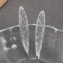 Fashionable Daily Jewelry Gift - Silver Unique Design Long Earrings, Bohemian Style Geometric Hollow Drop Earrings, Suitable For Women - Antique Silver - View 4