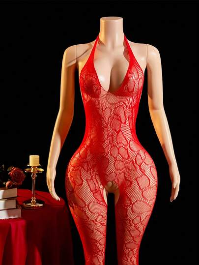 Lencería sexy de mujer con diseño calado y transparente, body de malla, ropa interior erótica para club, salidas nocturnas, citas, espectáculos, noche de bodas - Medias y lencería picante para club, salidas nocturnas, citas, espectáculos, noche de bodas - Medias de malla jacquard negras lencería sexy de mujer