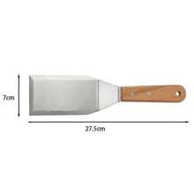 Set Pengikis Logam, Spatula Hamburger Stainless Steel, Pengikis Loyang, Cocok Untuk Panggangan Datar - Sekop Gagang Kayu Tiga Buah - View 3