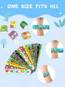 12pcs Kids Dinosaur Slap Bracelets, Children's Party Decorations, Birthday Party Favors - Multicolor - View 7