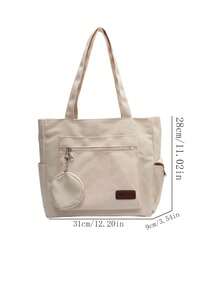 2pcs/Set Multi-Pocket Design Mother-Child Tote Bag - Beige - View 5
