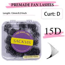 SACKVIS 1 Box 600pcs Premade Fans Eyelash Extensions 15D Curl D Natural & Soft Hand-Grafted False Eyelasheslash Clusters Eyelash Clusters Individual Eyelashes Lashes Fake Lashes - View 11