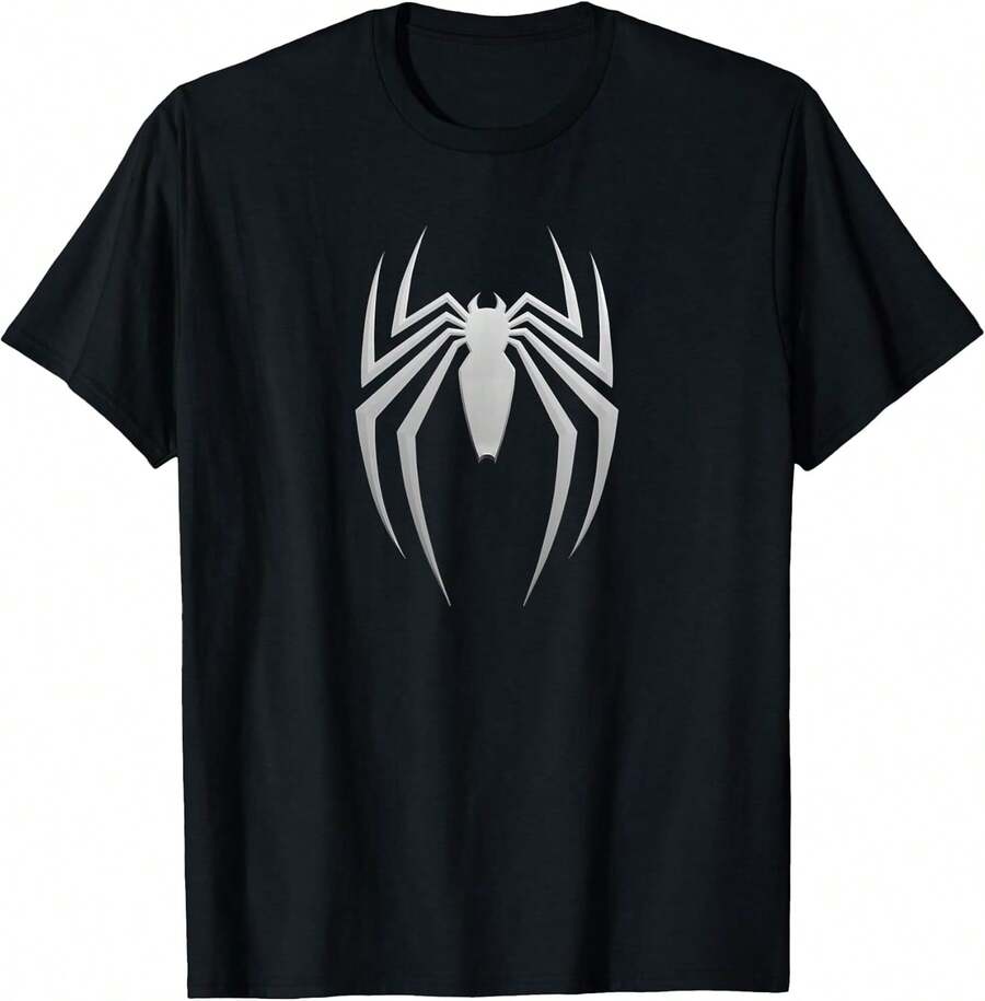 SPIDER-MANS 2 Game Spider Logo T-Shirt Couple Outfit, Parent-Child Outfit, Family Outfit,Tops For Women,T Shirts For Men,Girls Clothes,Boys Clothes,Holiday Outfits For Women,Summer Holiday Outfits,Summer Tops,Summer Clothes,Gym T Shirt,Girls Holiday - 黑色 - 查看 1