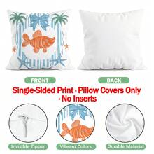 4件套，海洋生物线条艺术图案，单面印花抱枕套，适用于客厅、沙发、卧室，不含枕芯 - 彩色 - 查看 3
