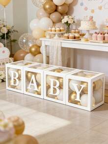 Boîte de ballons pour baby shower, boîte de rangement de ballons décorée, boîte de lettres DIY, boîte cadeau de décoration de fête d'anniversaire, boîte de ballons de décoration de fête de baby shower, faveurs de fête, décoration de chambre d'enfant, cadeau de Pâques, boîte de décoration de mariage, accessoires de photographie d'arrière-plan, fournitures de fête de remise des diplômes, Saint-Valentin - Multicolore - Voir 3