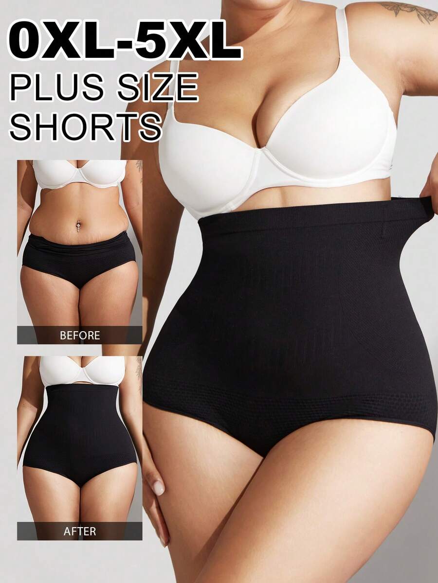 1件装女士高弹力防卷腰塑形内裤，加大码平坦小腹收腰提臀塑身衣